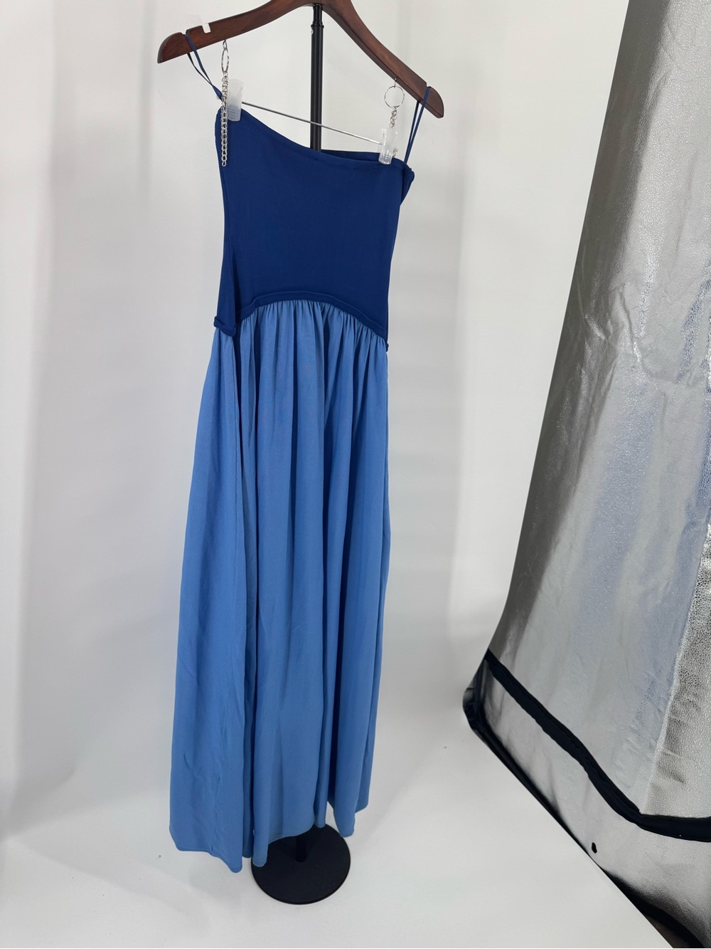 SOLID & STRIPED Two-Tone Blue Strapless Maxi Dress - Picture 12 of 12